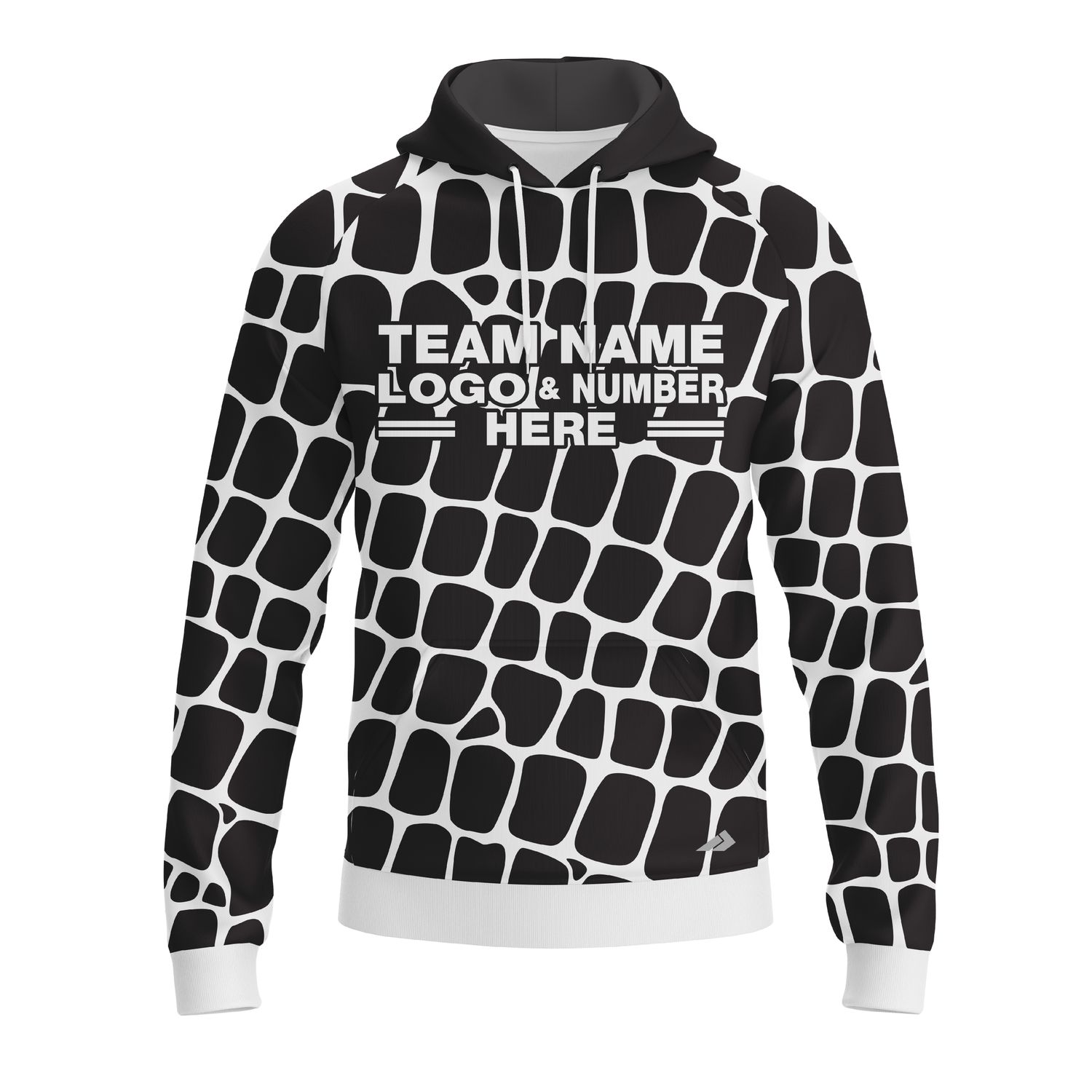 Custom Fully Sublimated Elegant Giraffe Animal Print Black White Performance Sports Pullover Hoodie 07652