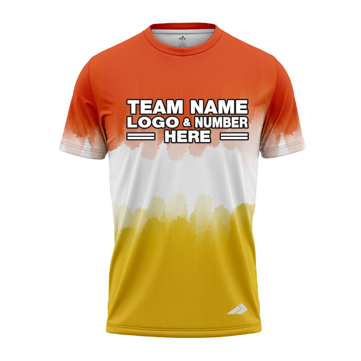Custom Fully Sublimated Vibrant Tie Dye Pattern Tricolor White Orange Yellow Performance Jersey 7665