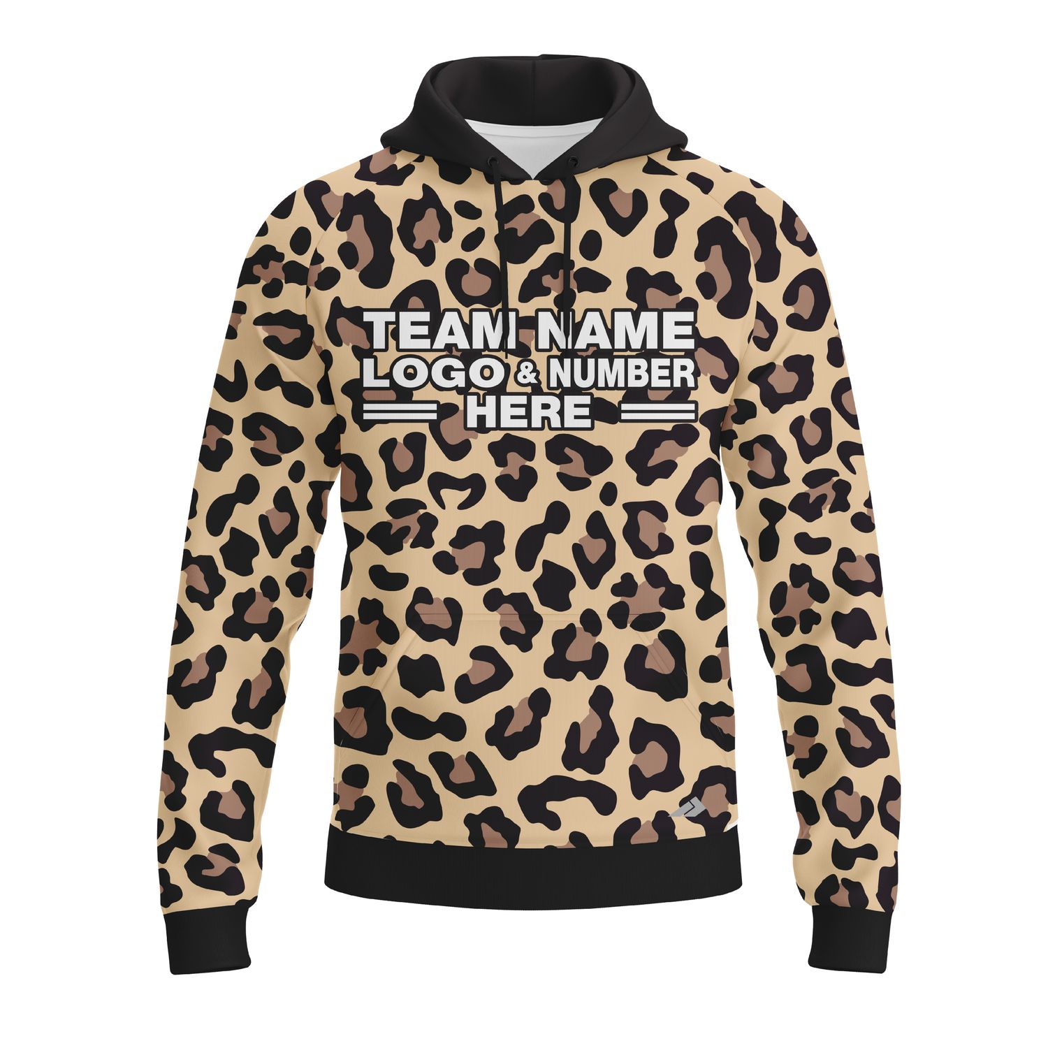 Custom Fully Sublimated Classic Cheetah Animal Print Black Brown Gold Performance Sports Pullover Hoodie 07672
