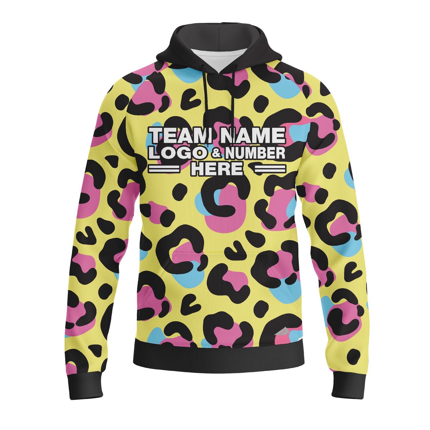 Custom Fully Sublimated Neon Leopard Skin Animal Print Multicolor Performance Sports Pullover Hoodie 07678