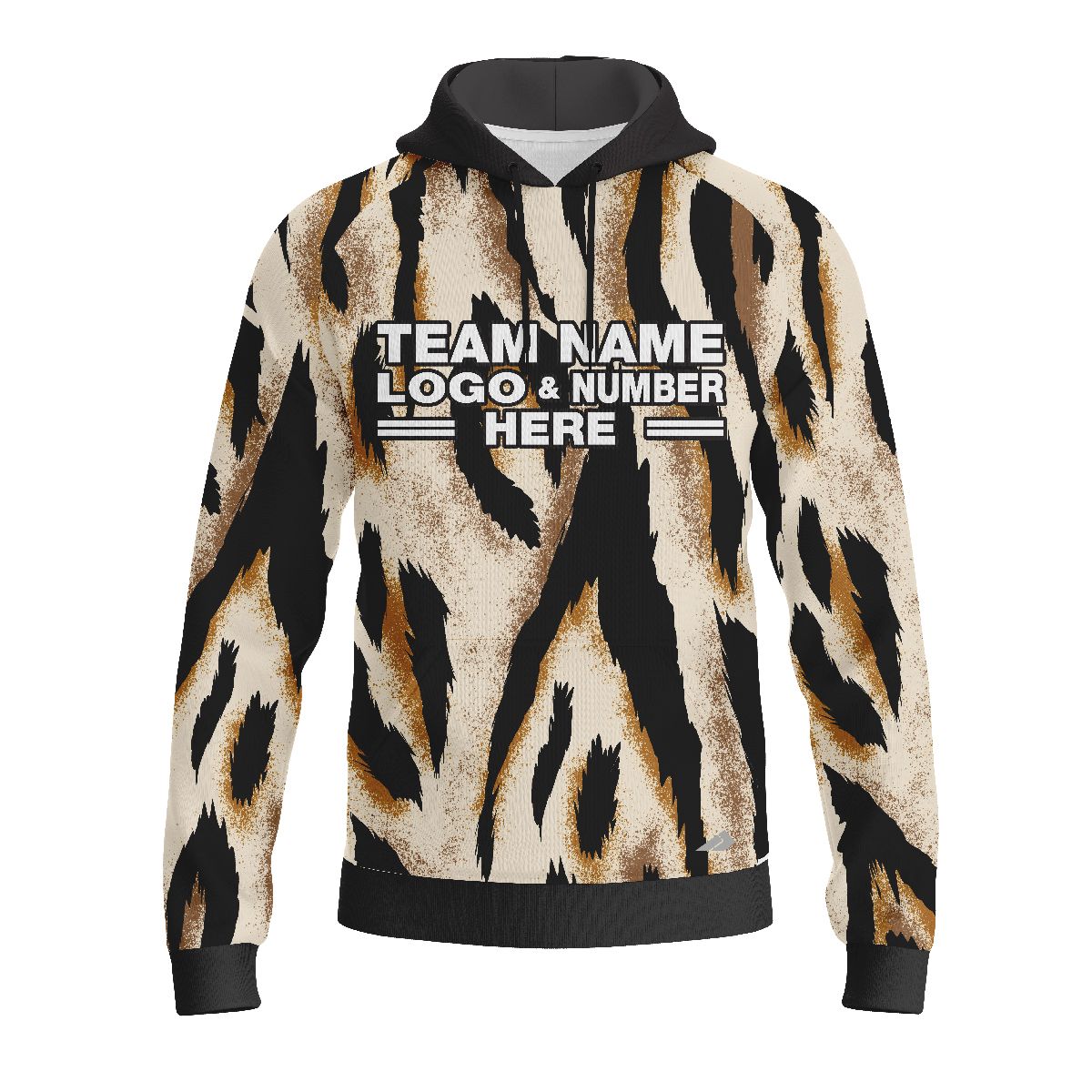 Custom Fully Sublimated Neon Tiger Skin Animal Print Black Brown Gold Performance Sports Pullover Hoodie 07694