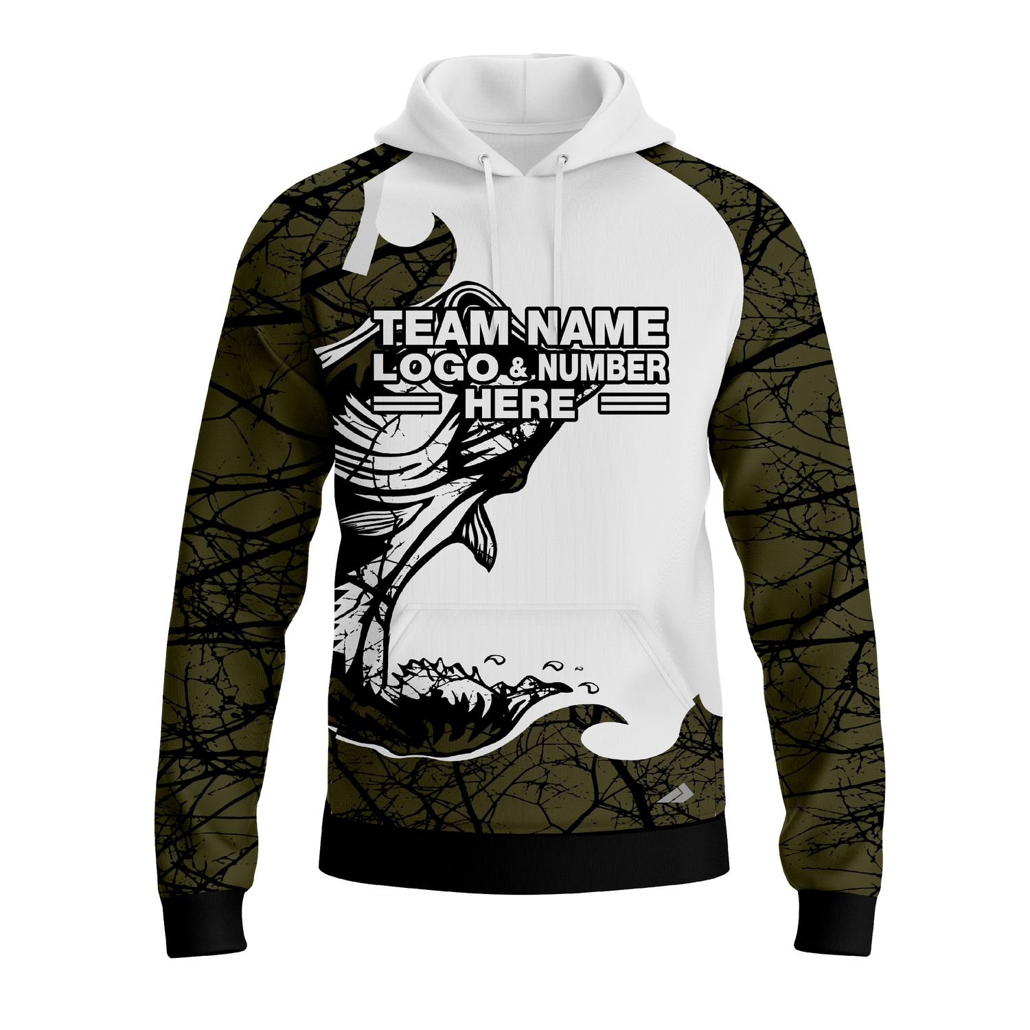 Custom Fully Sublimated Deep Sea Fishing Pattern Brown Performance Sports Pullover Hoodie 07734