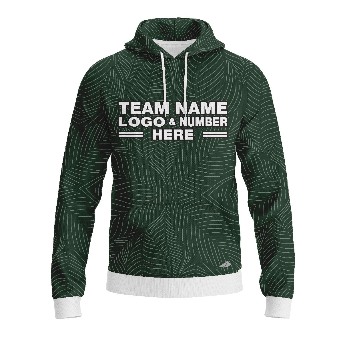 Custom Fully Sublimated Green Leaf Floral Pattern Green Black Performance Sports Pullover Hoodie 07769