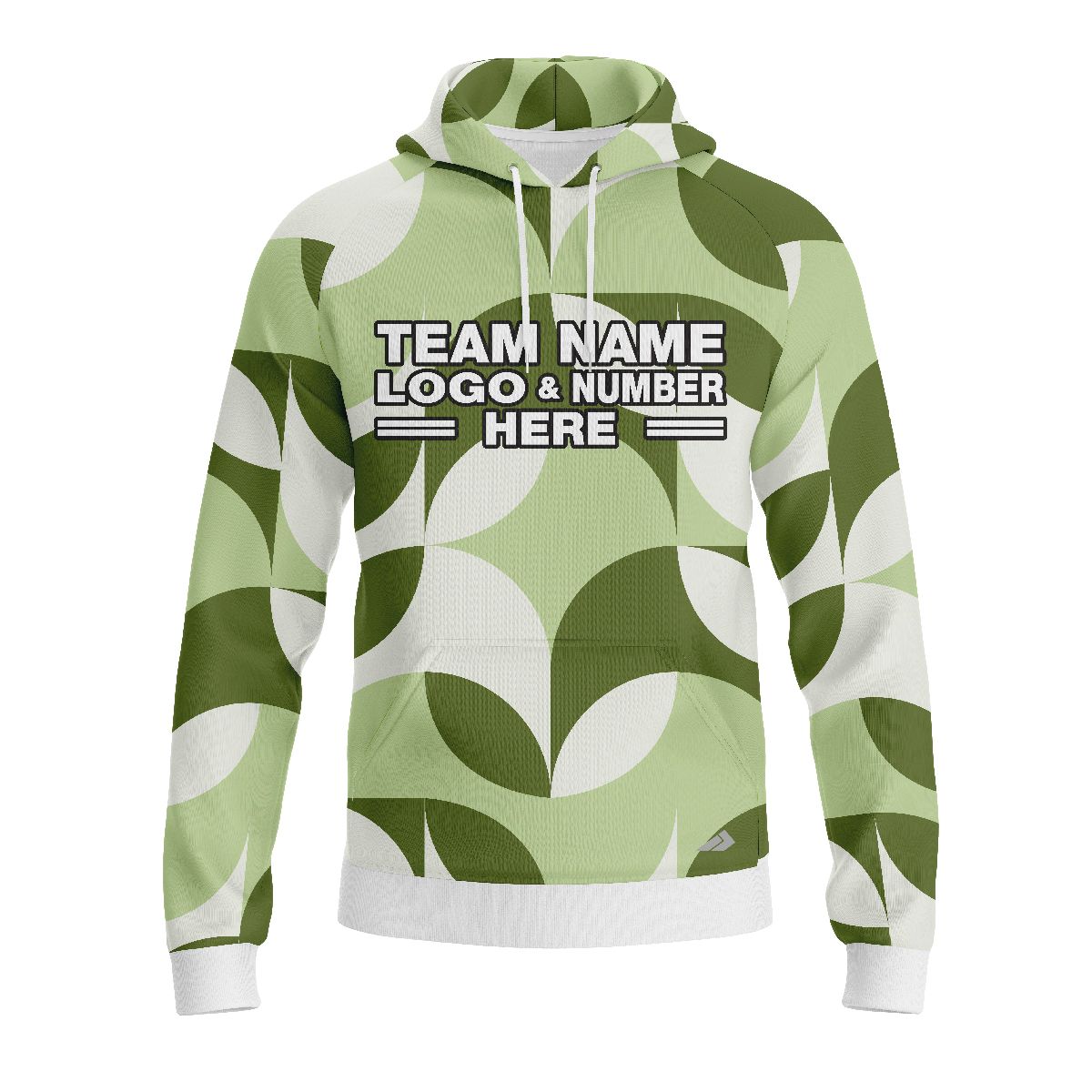 Custom Fully Sublimated Contemporary Leaf Floral Pattern White Green Performance Sports Pullover Hoodie 07858