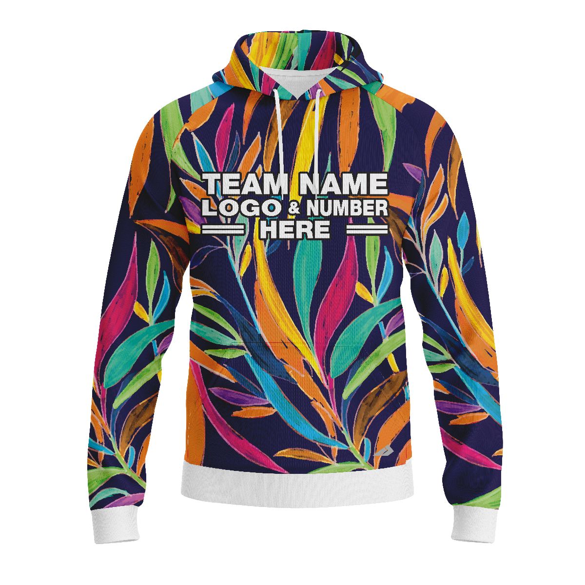 Custom Fully Sublimated Vivid Tropical Floral Pattern Multicolor Performance Sports Pullover Hoodie 07898