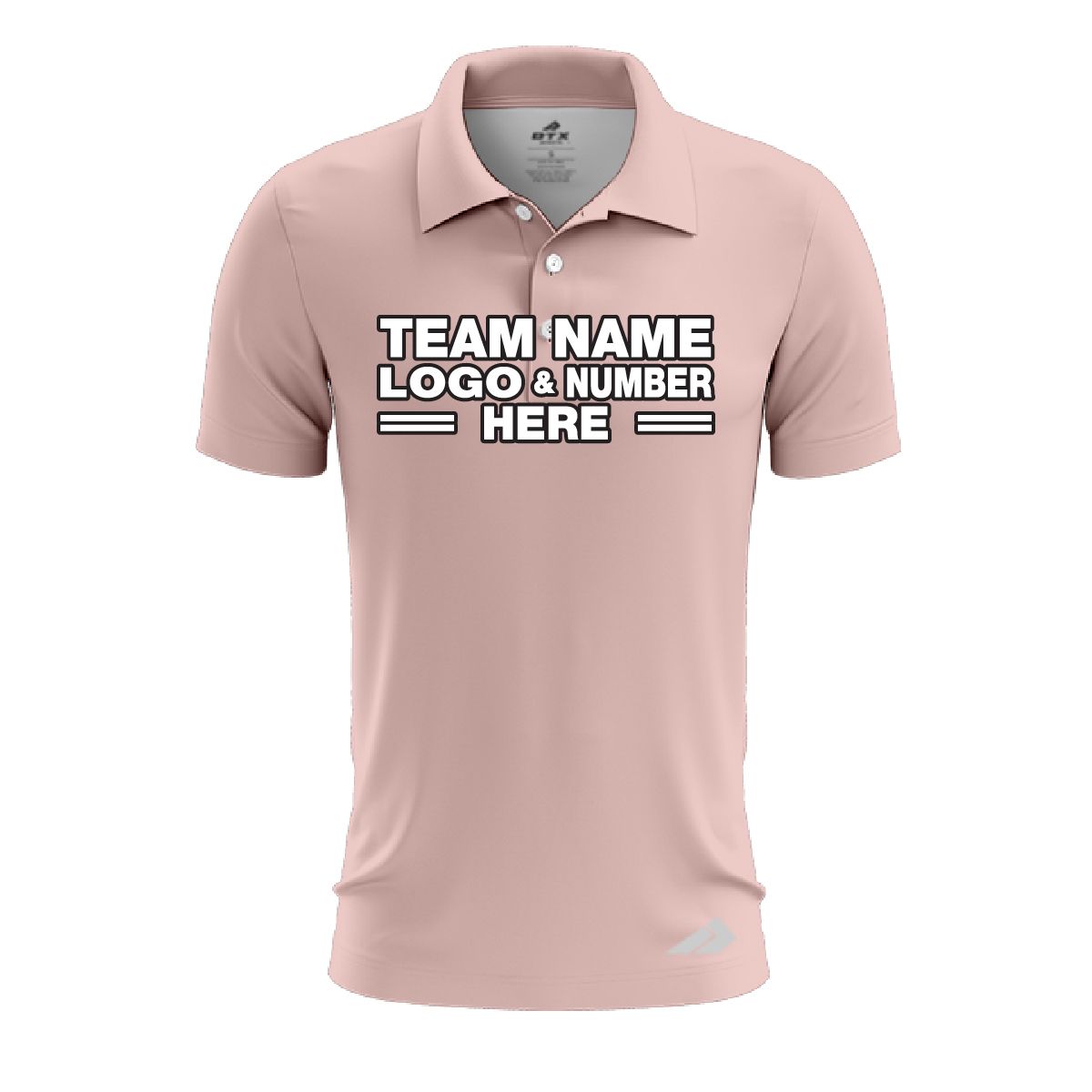 Custom Fully Sublimated Solid E12 Pattern Nude Pink Performance Polo Shirt 7976