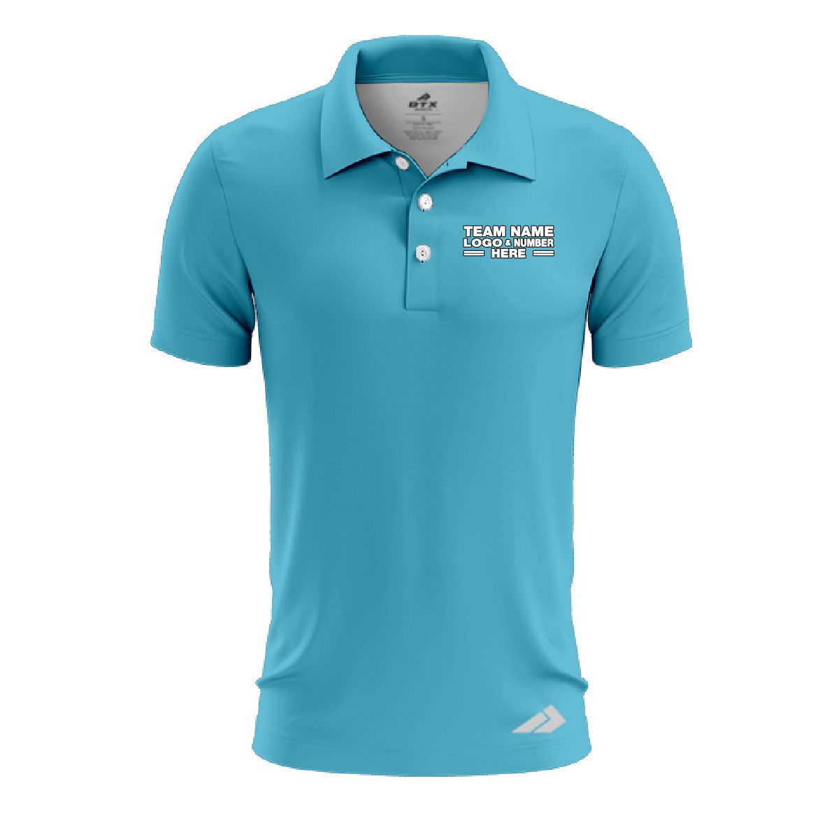 Custom Fully Sublimated Solid I34 Pattern Aqua Blue Performance Polo Shirt 8256