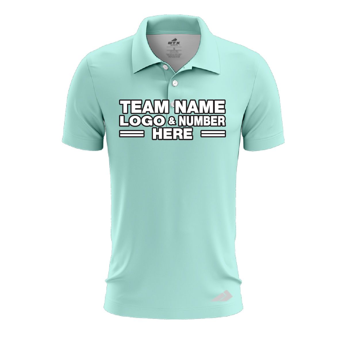 Custom Fully Sublimated Solid J12 Pattern Light Aqua Performance Polo Shirt 8331