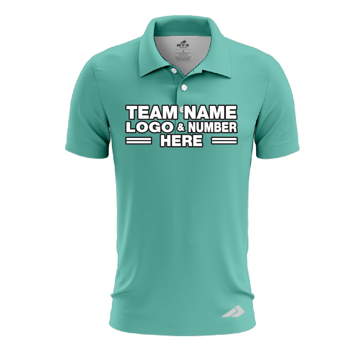 Custom Fully Sublimated Solid S36 Pattern Aqua Green Performance Polo Shirt 8368