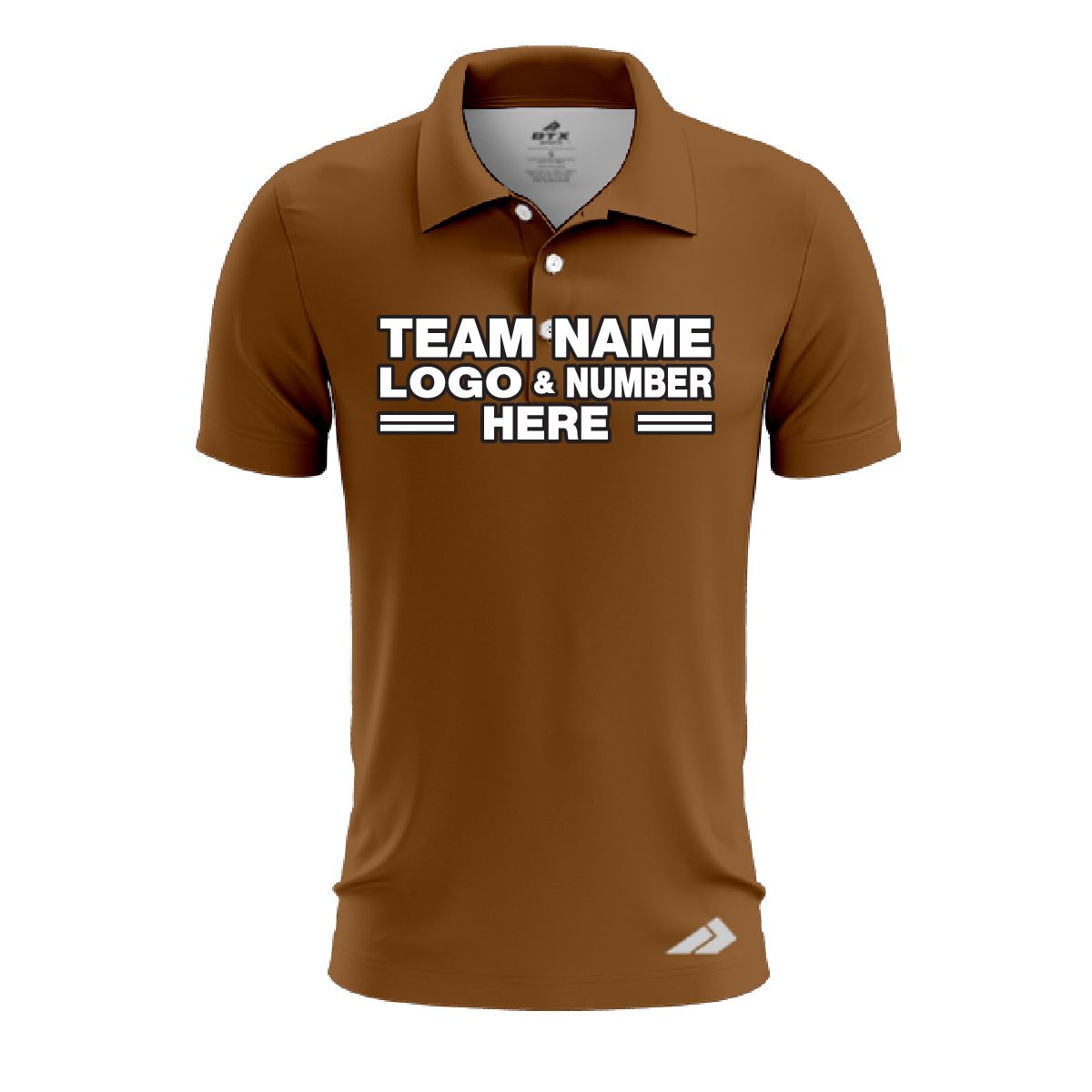 Custom Fully Sublimated Solid O27 Pattern Brown Performance Polo Shirt 8382