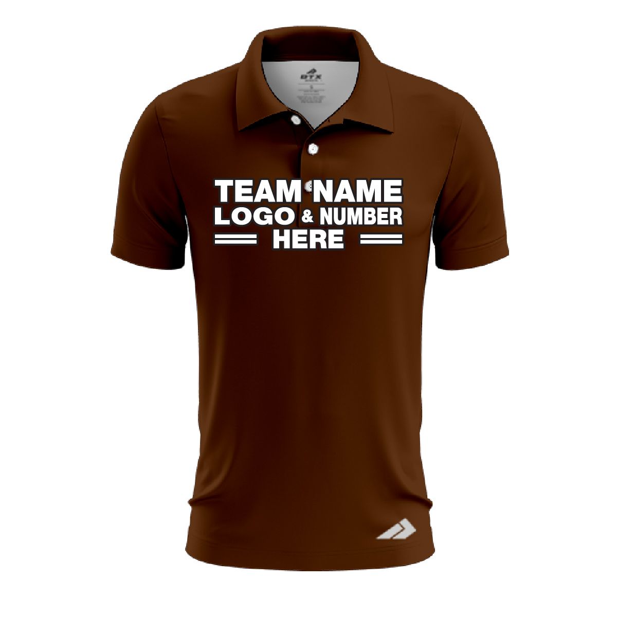 Custom Fully Sublimated Solid O33 Pattern Bistre Brown Performance Polo Shirt 8431
