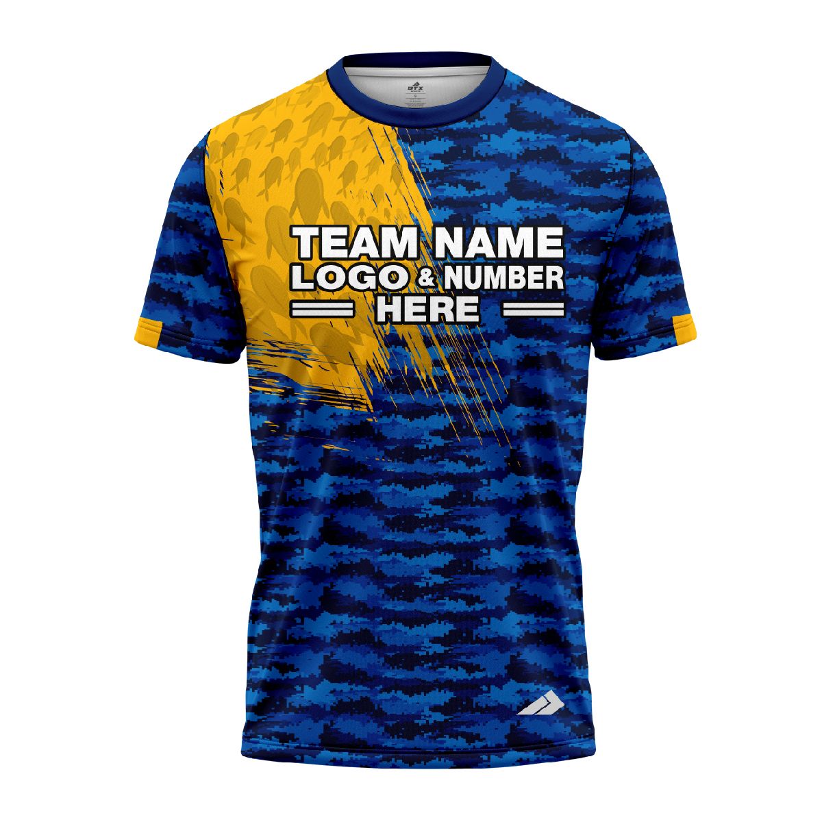 Custom Fully Sublimated Marine Fishing Pattern Blue Yellow Performance Jersey 8459