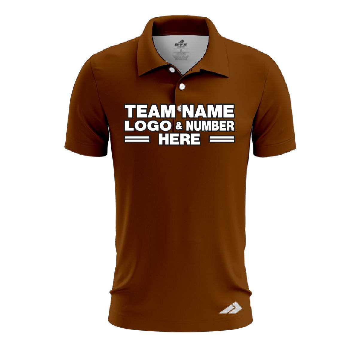 Custom Fully Sublimated Solid W38 Pattern Brown Dark Performance Polo Shirt 8477