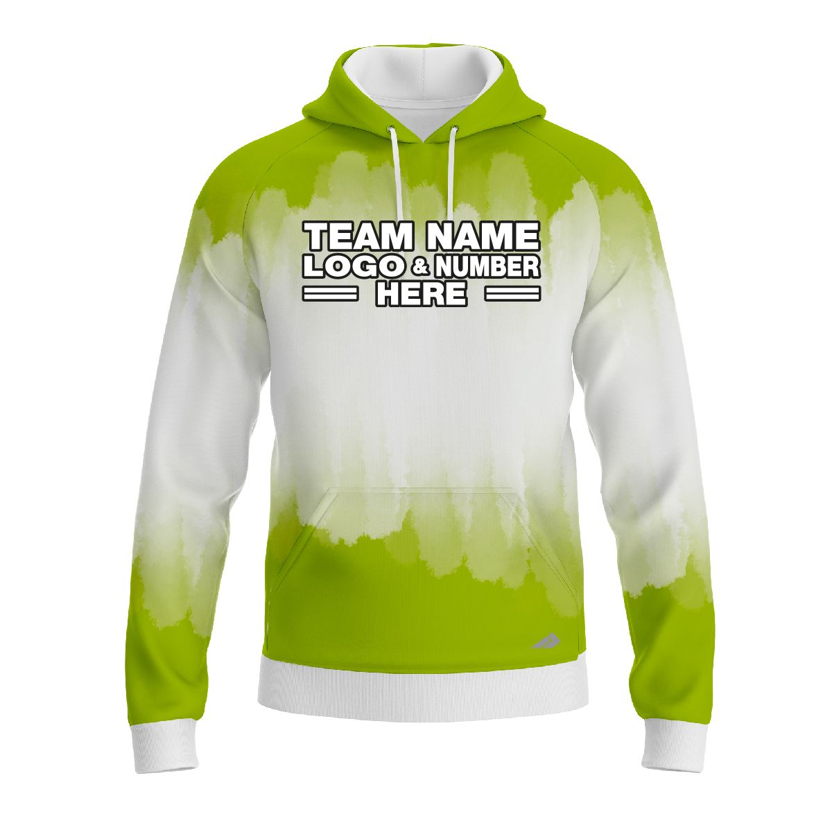 Custom Fully Sublimated Brushed Tie Dye Pattern Green White Performance Sports Pullover Hoodie 08486