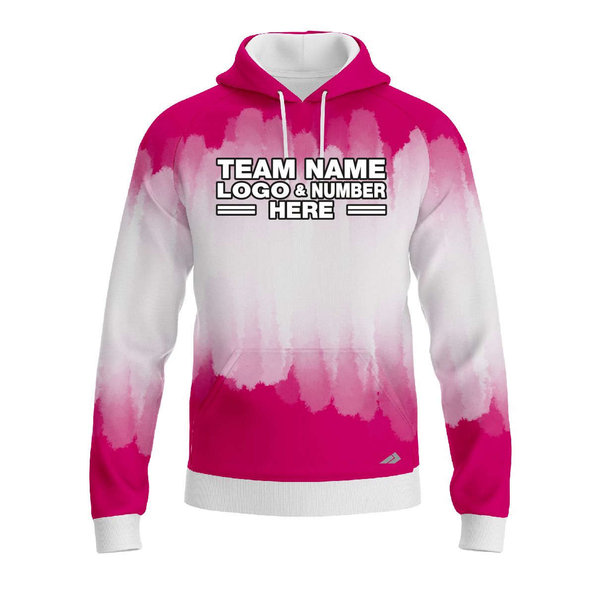 Custom Fully Sublimated Brushed Tie Dye Pattern Pink White Performance Sports Pullover Hoodie 08488