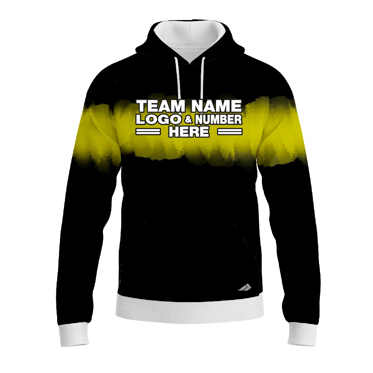 Custom Fully Sublimated Shaded Tie Dye Pattern Black Yellow Performance Sports Pullover Hoodie 08490
