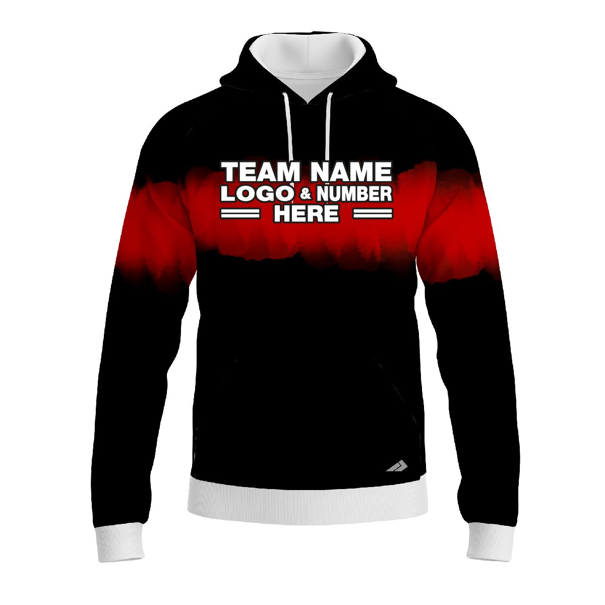 Custom Fully Sublimated Shaded Tie Dye Pattern Black Red Performance Sports Pullover Hoodie 08492