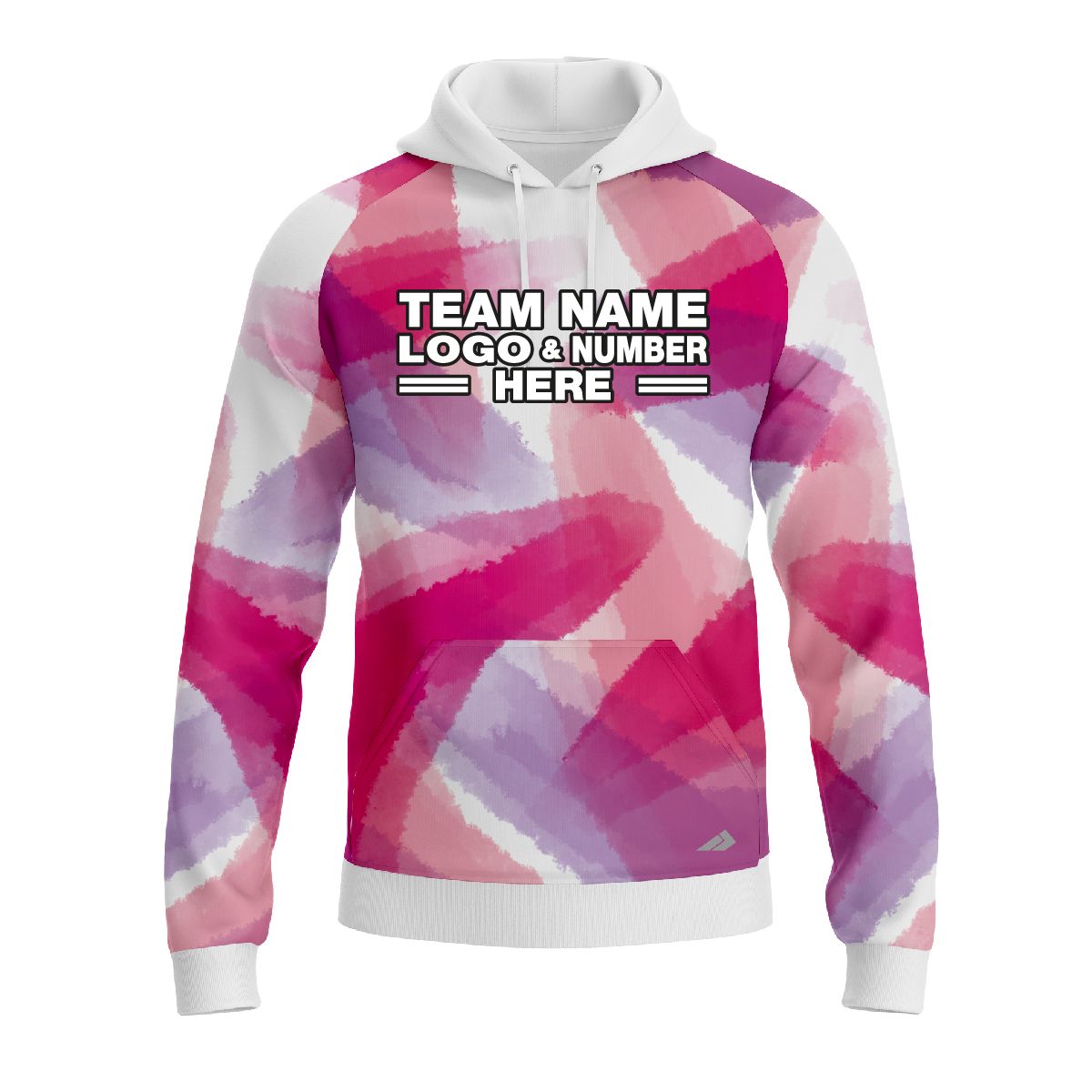 Custom Fully Sublimated Blurred Blobs Tie Dye Pattern Pink Performance Sports Pullover Hoodie 08507