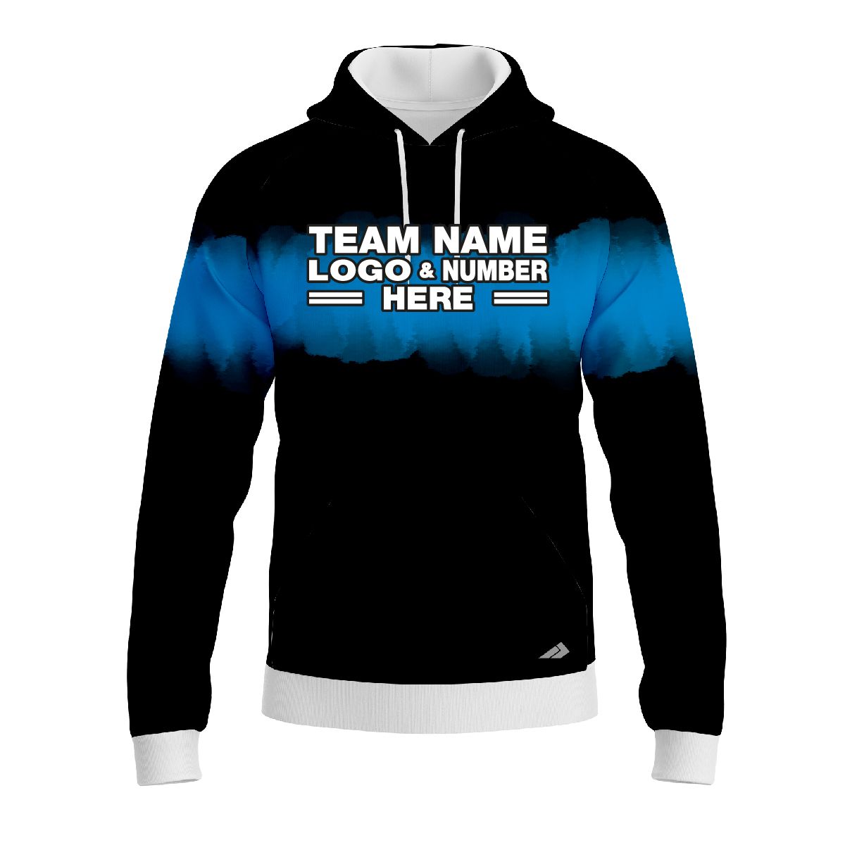 Custom Fully Sublimated Shaded Tie Dye Pattern Black Blue Performance Sports Pullover Hoodie 08494