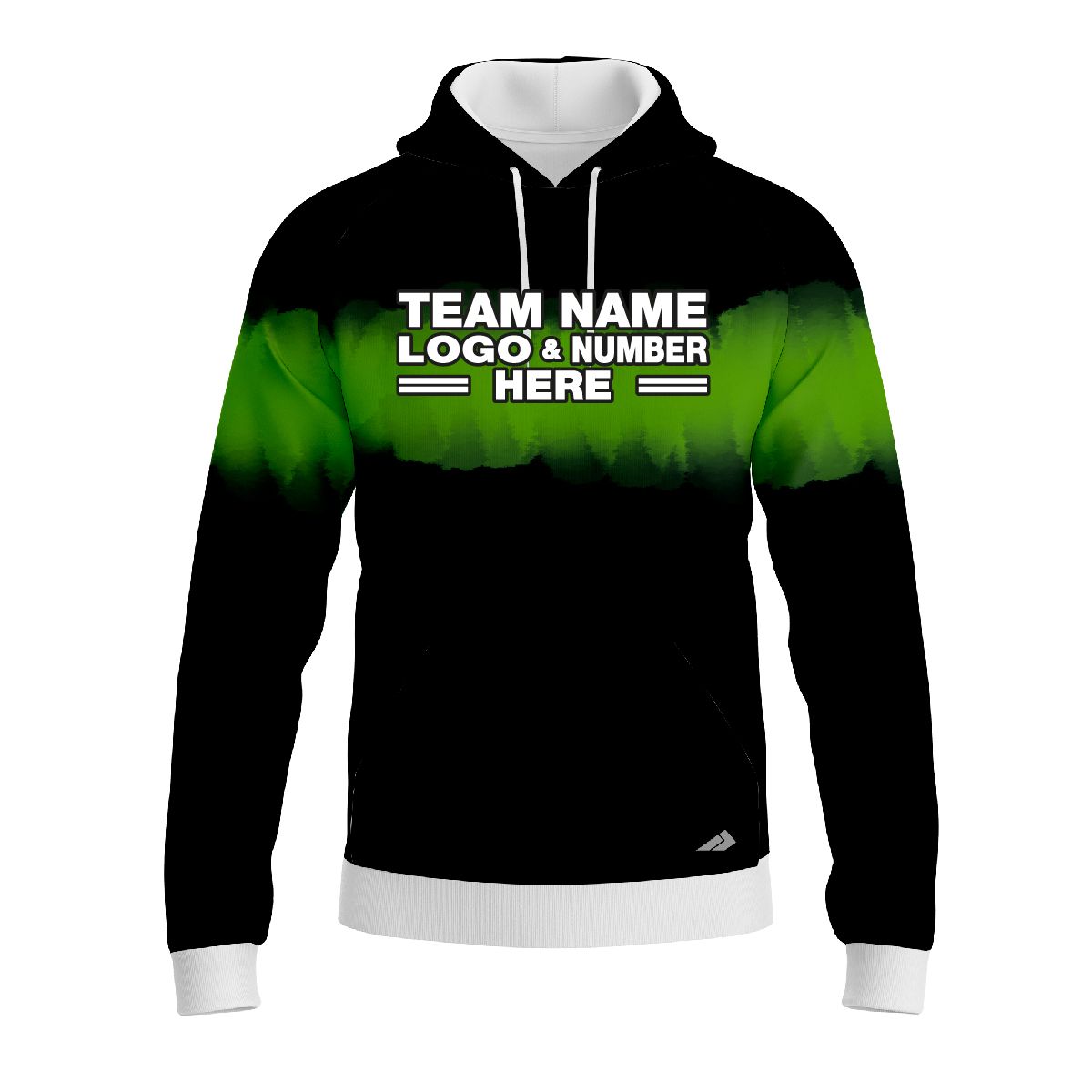 Custom Fully Sublimated Shaded Tie Dye Pattern Black Green Performance Sports Pullover Hoodie 08503