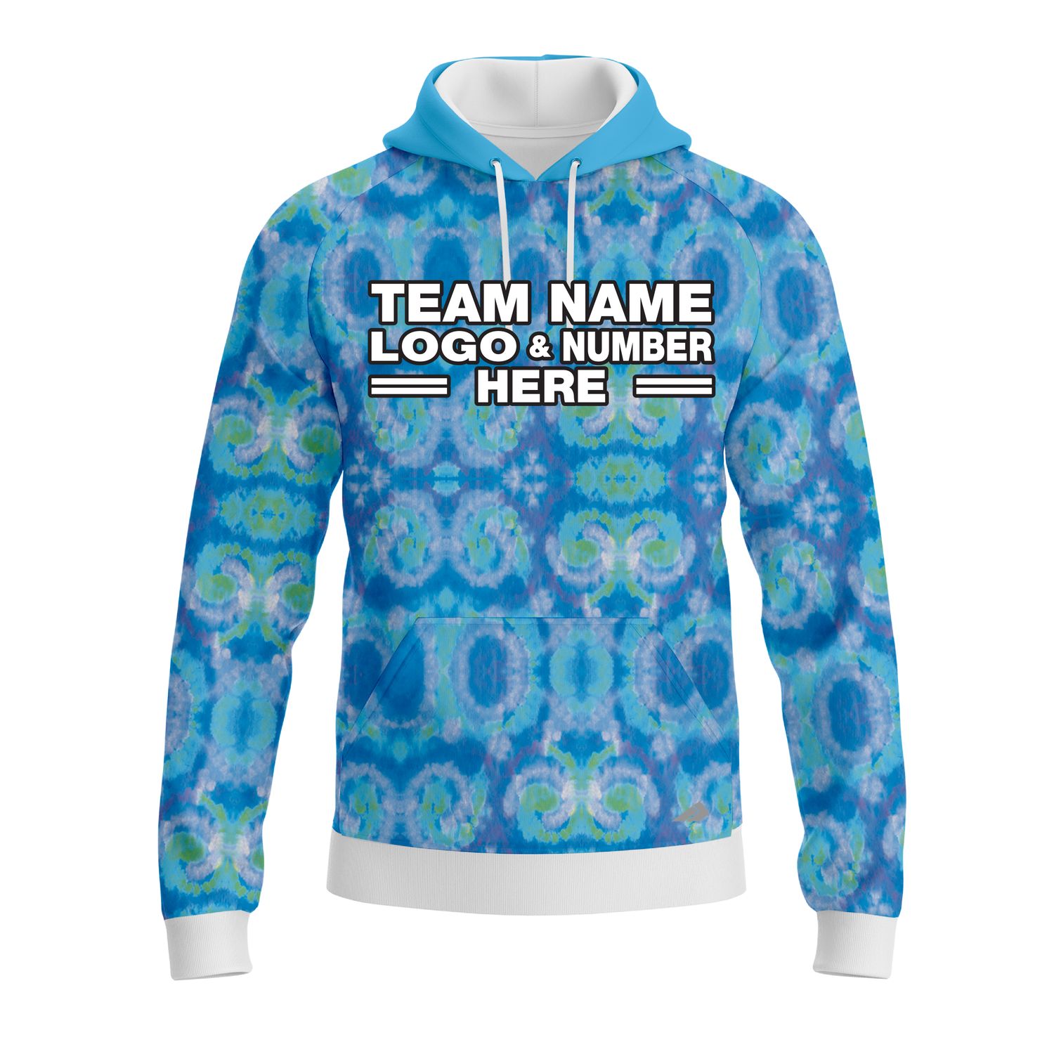 Custom Fully Sublimated Casual Tie Dye Pattern SkyBlue Performance Sports Pullover Hoodie 08537
