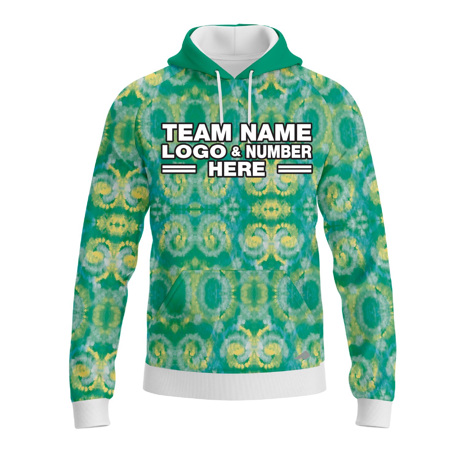 Custom Fully Sublimated Casual Tie Dye Pattern Green Performance Sports Pullover Hoodie 08548