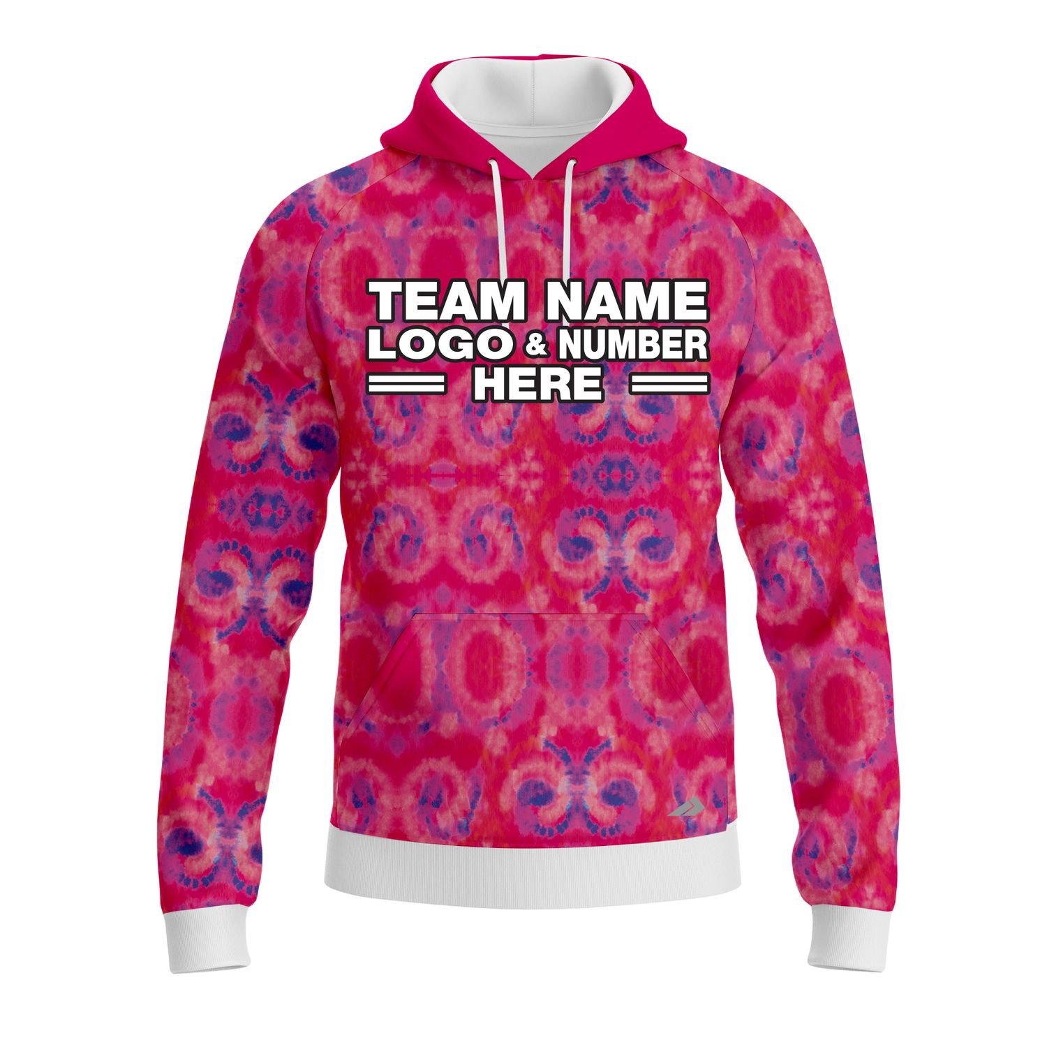 Custom Fully Sublimated Casual Tie Dye Pattern Pink Performance Sports Pullover Hoodie 08546