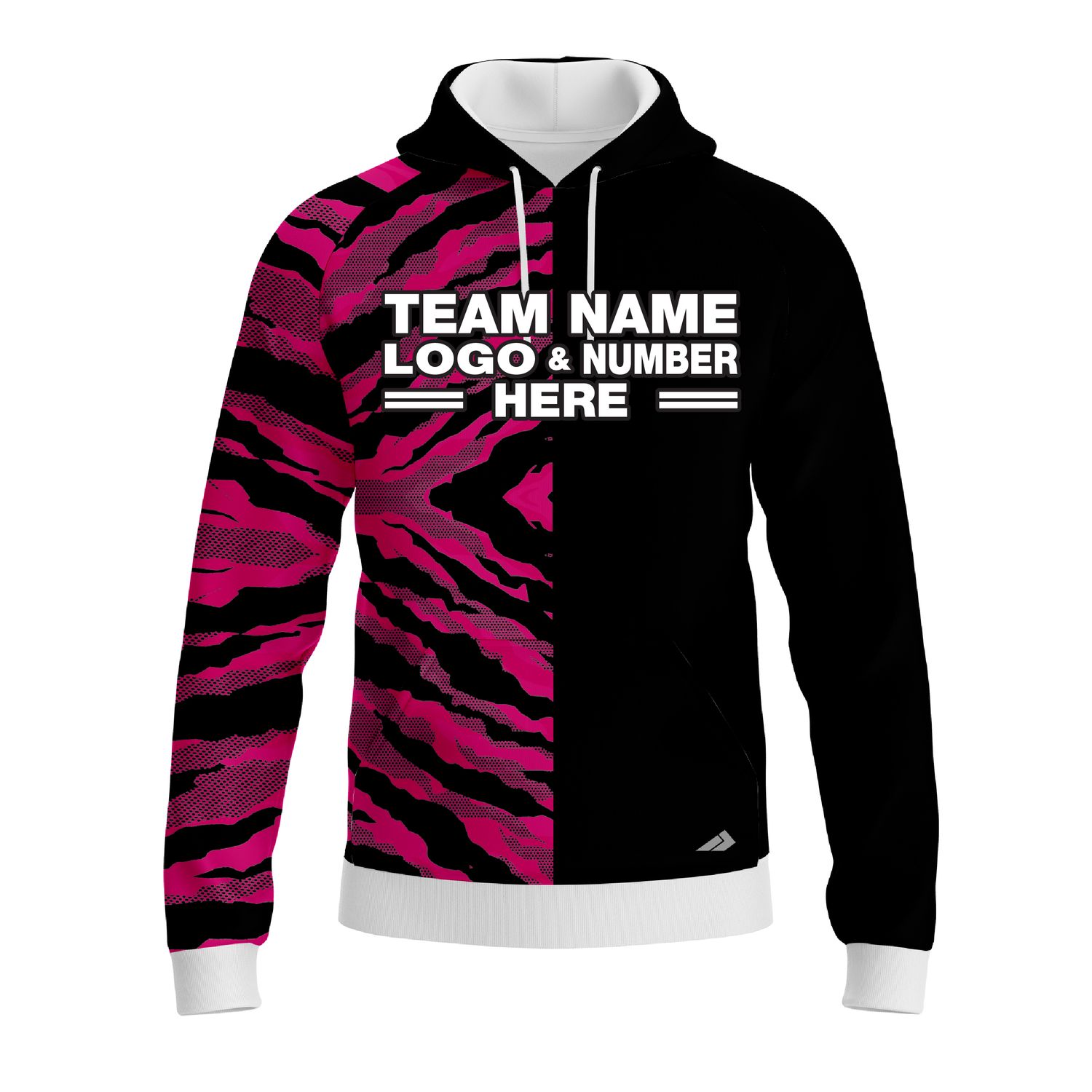 Custom Fully Sublimated Half Tie Dye Pattern Pink Performance Sports Pullover Hoodie 08568