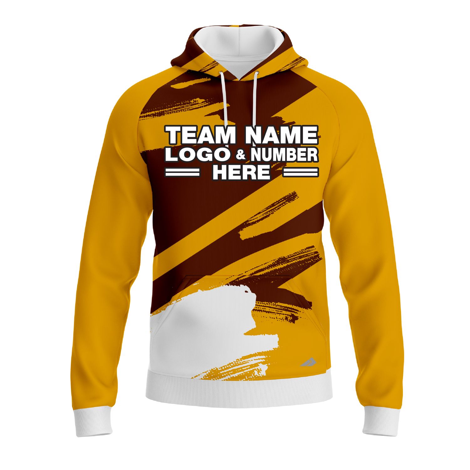 Custom Fully Sublimated Paint Brush Tie Dye Pattern Brown Yellow Performance Sports Pullover Hoodie 08594