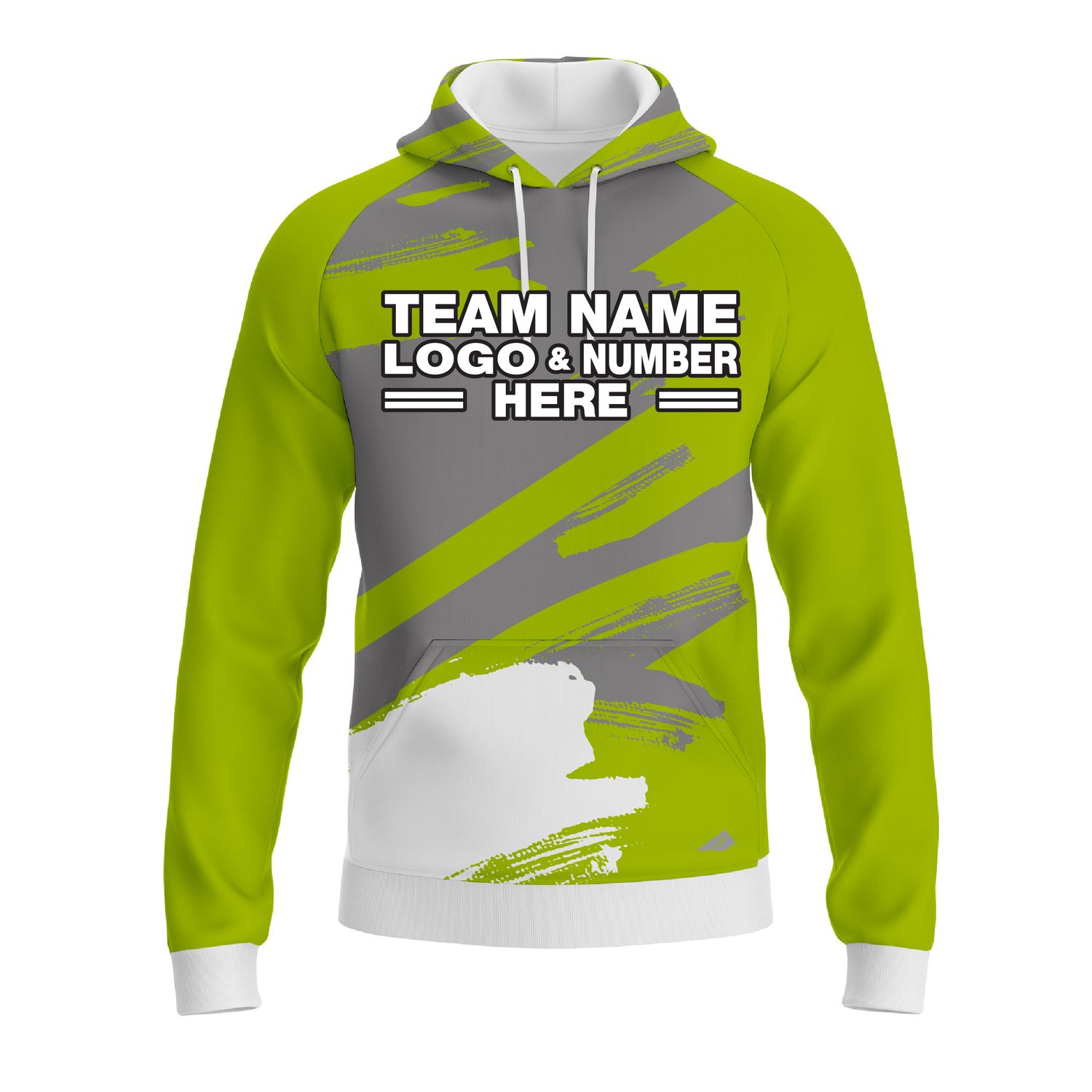 Custom Fully Sublimated Paint Brush Tie Dye Pattern Gray Green Performance Sports Pullover Hoodie 08598