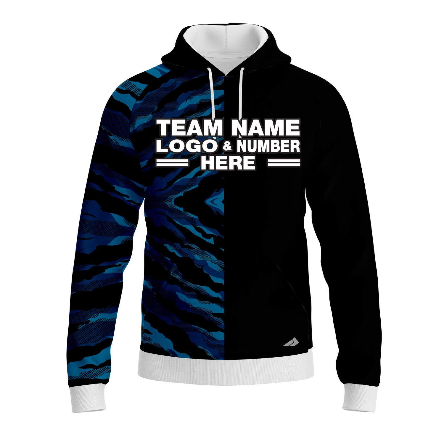 Custom Fully Sublimated Half Tie Dye Pattern Blue Performance Sports Pullover Hoodie 08581