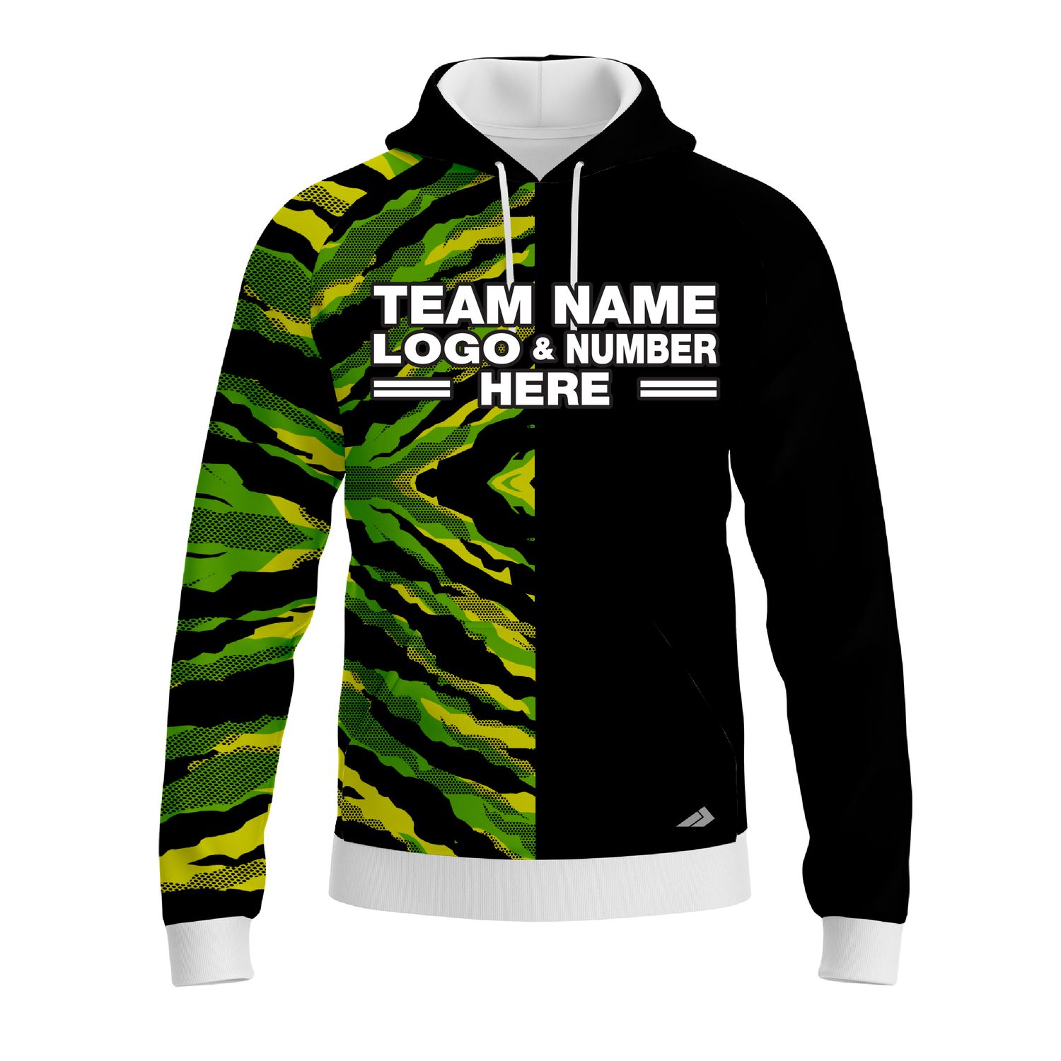 Custom Fully Sublimated Half Tie Dye Pattern Green Performance Sports Pullover Hoodie 08590