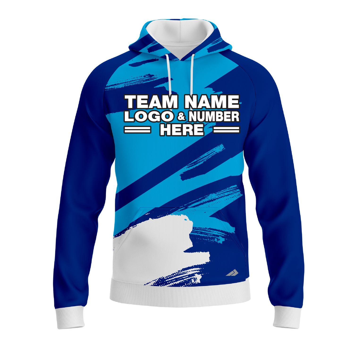 Custom Fully Sublimated Paint Brush Tie Dye Pattern Sky Blue Performance Sports Pullover Hoodie 08609