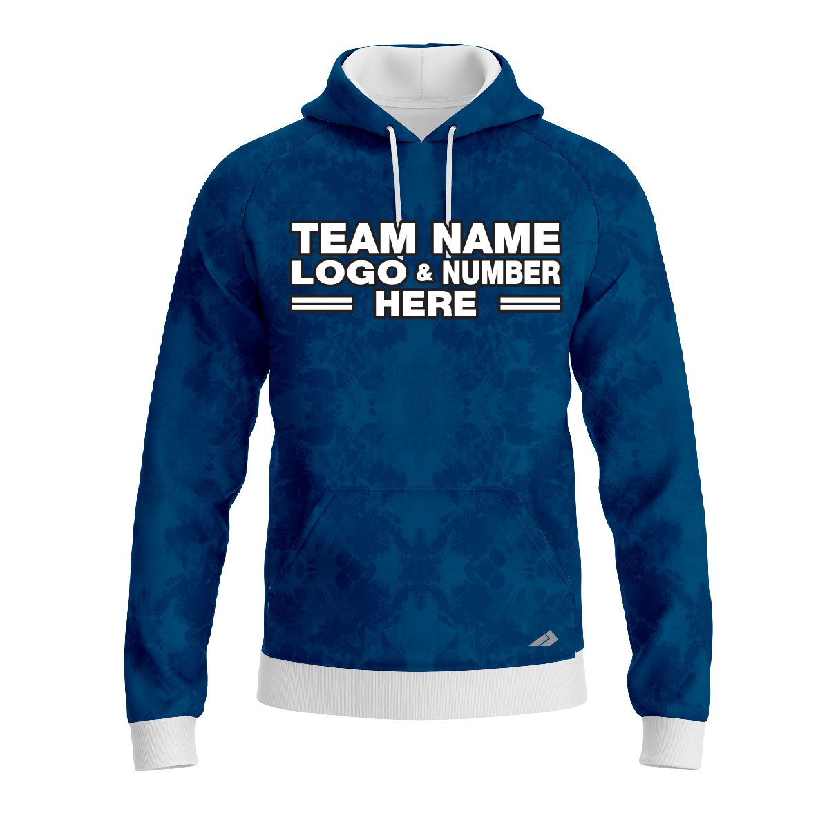 Custom Fully Sublimated Solid Tie Dye Pattern Blue Performance Sports Pullover Hoodie 08662