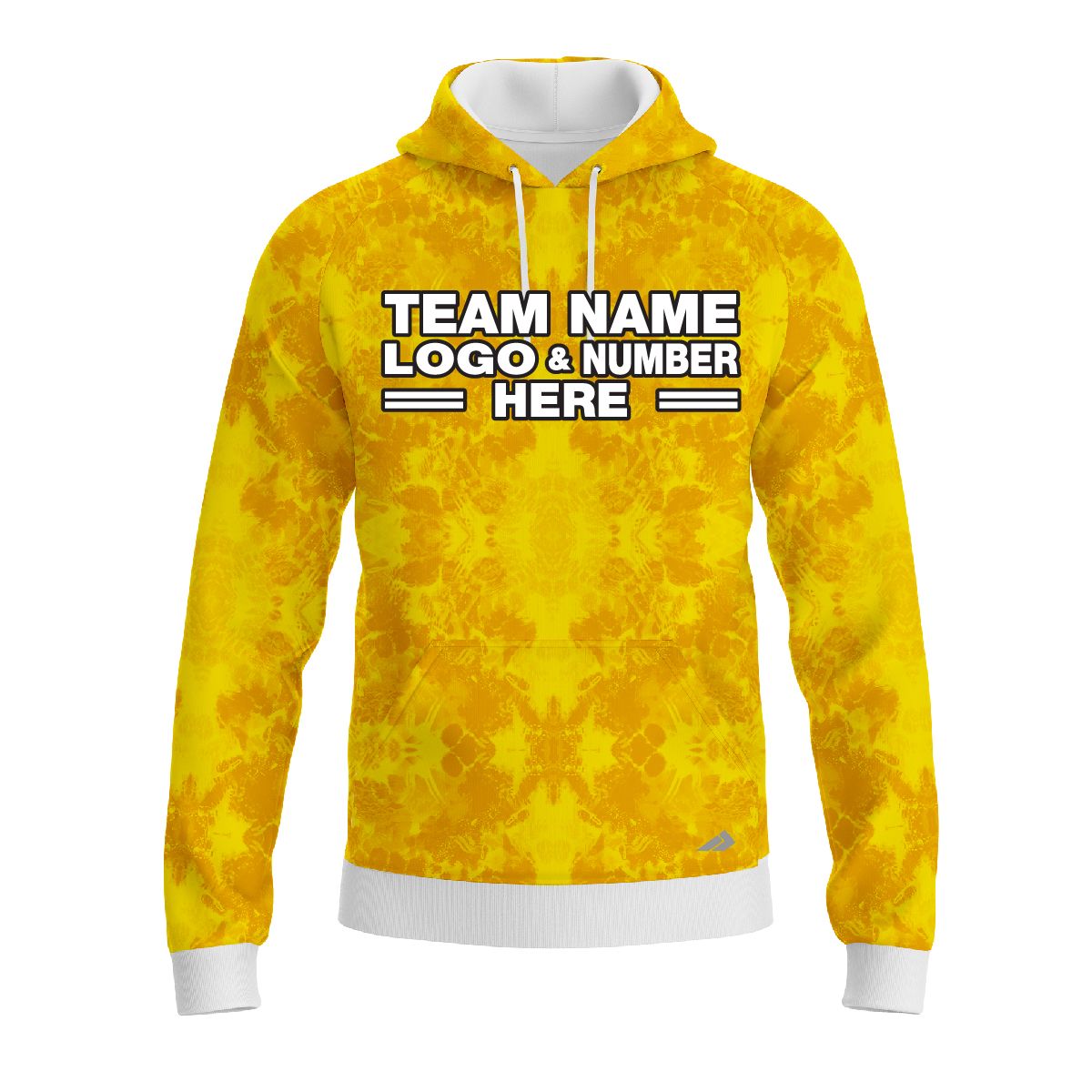 Custom Fully Sublimated Solid Tie Dye Pattern Yellow Performance Sports Pullover Hoodie 08658