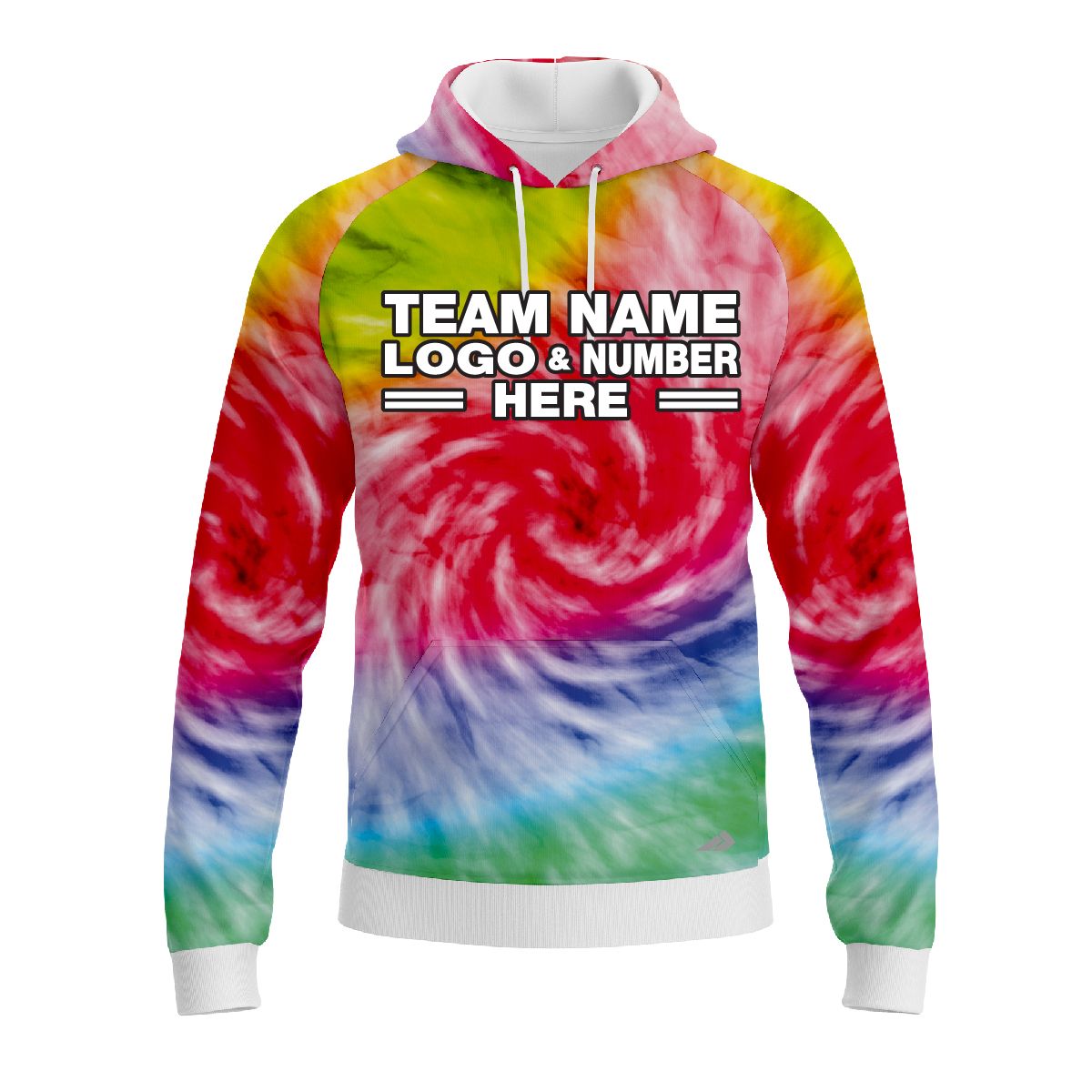 Custom Fully Sublimated Spiral Tie Dye Pattern Multicolor Performance Sports Pullover Hoodie 08674