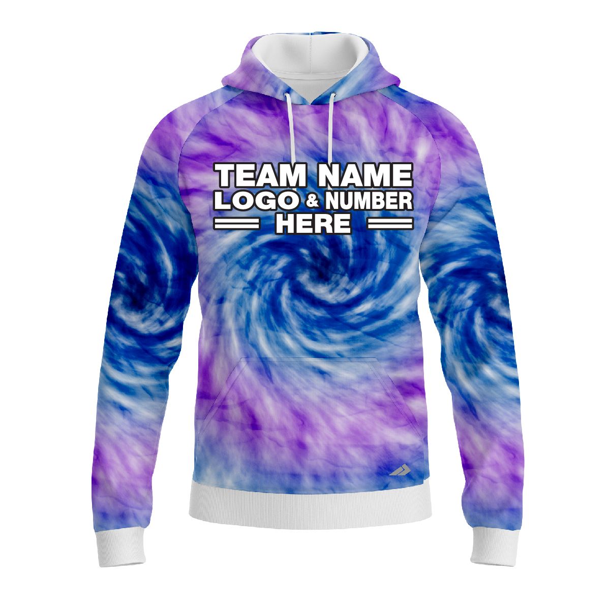 Custom Fully Sublimated Spiral Tie Dye Pattern Berry SkyBlue Performance Sports Pullover Hoodie 08670