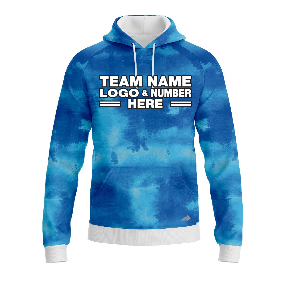 Custom Fully Sublimated Cloudy Tie Dye Pattern Blue Performance Sports Pullover Hoodie 08690