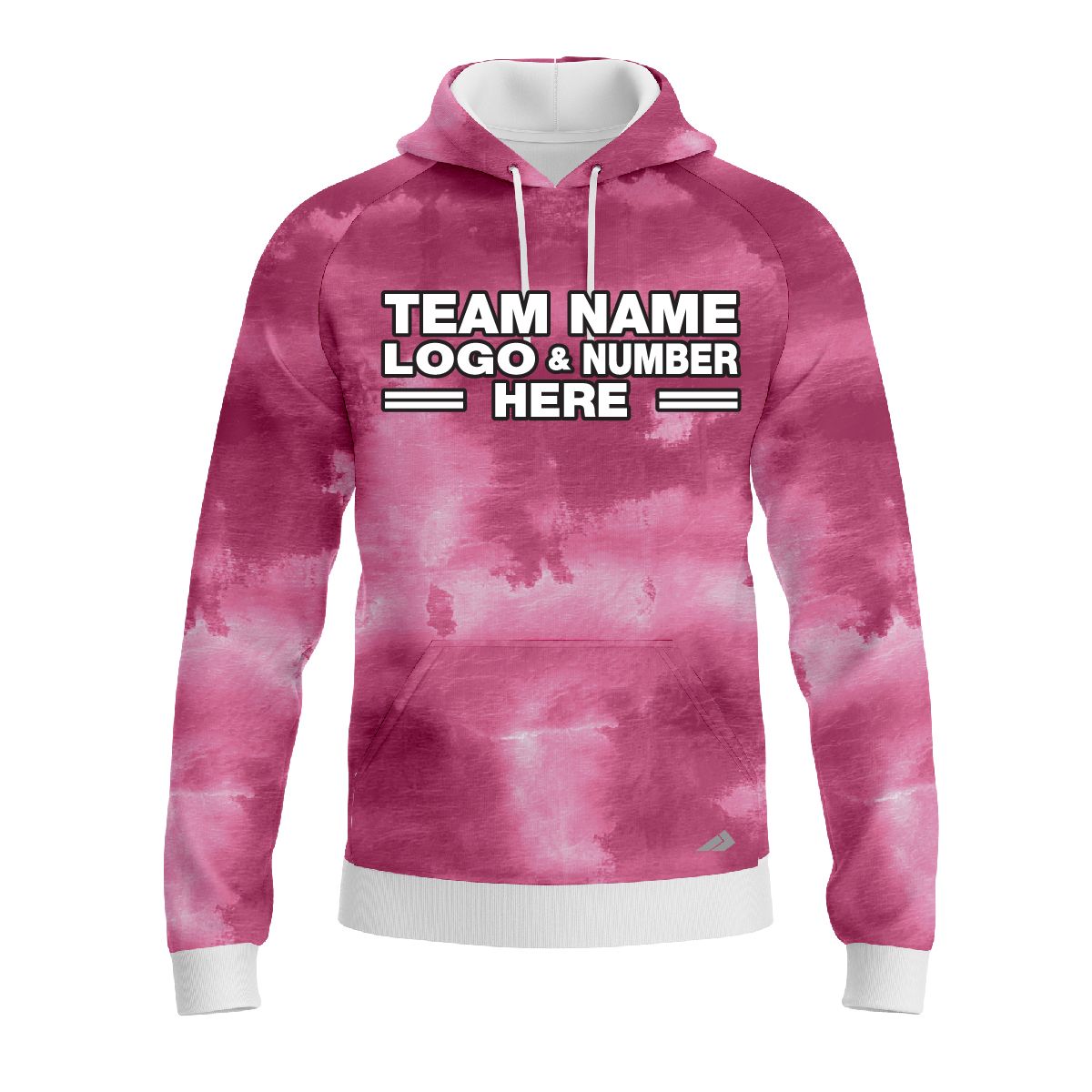 Custom Fully Sublimated Cloudy Tie Dye Pattern Pink Performance Sports Pullover Hoodie 08692