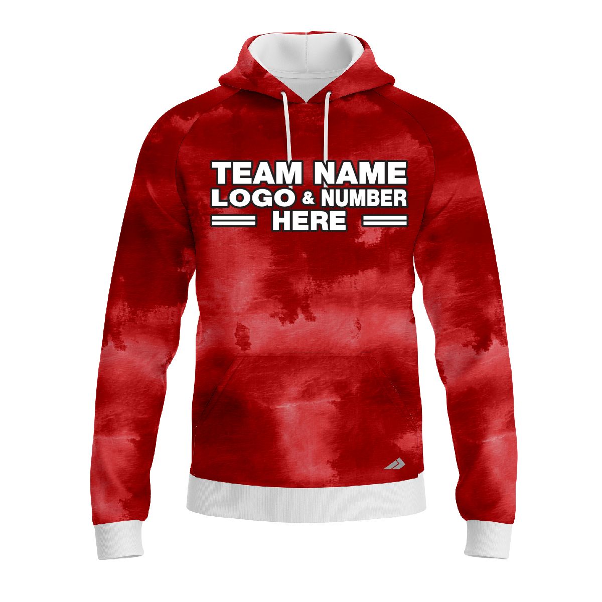 Custom Fully Sublimated Cloudy Tie Dye Pattern Red Performance Sports Pullover Hoodie 08694