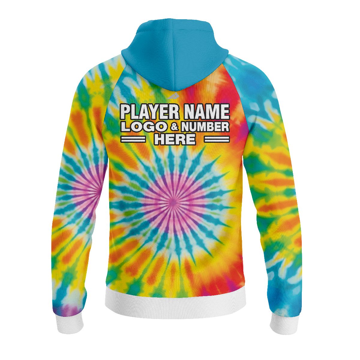 Custom Fully Sublimated Psychedelic Champions Tie Dye Pattern Multicolor Performance Sports Pullover Hoodie 08698