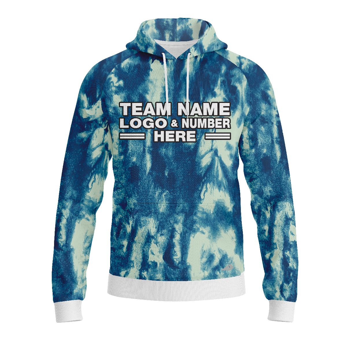 Custom Fully Sublimated Electric Blues Tie Dye Pattern Performance Sports Pullover Hoodie 08700