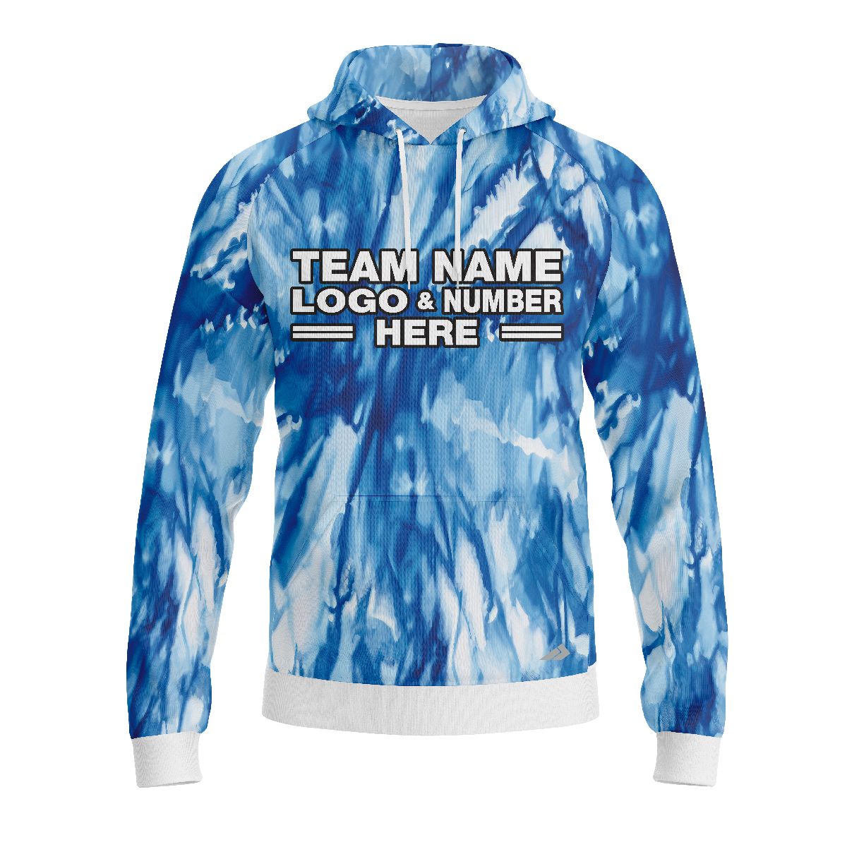 Custom Fully Sublimated Marine Tie Dye Pattern Blues Performance Sports Pullover Hoodie 08708