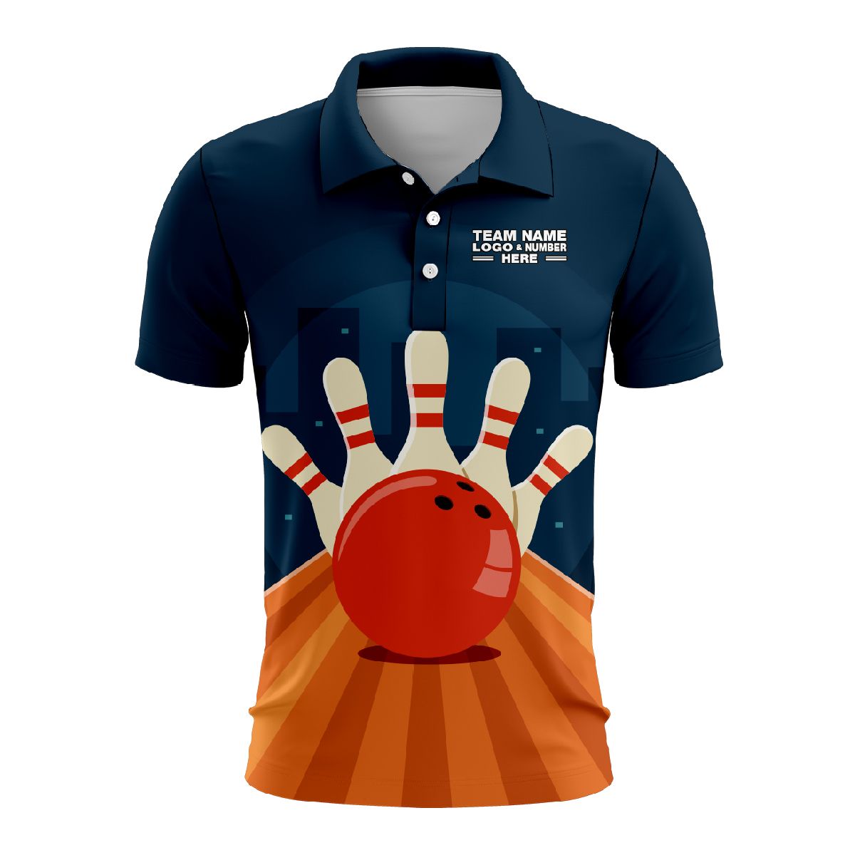 Custom Fully Sublimated Professional Bowling  Pattern Performance Polo Shirt 08740