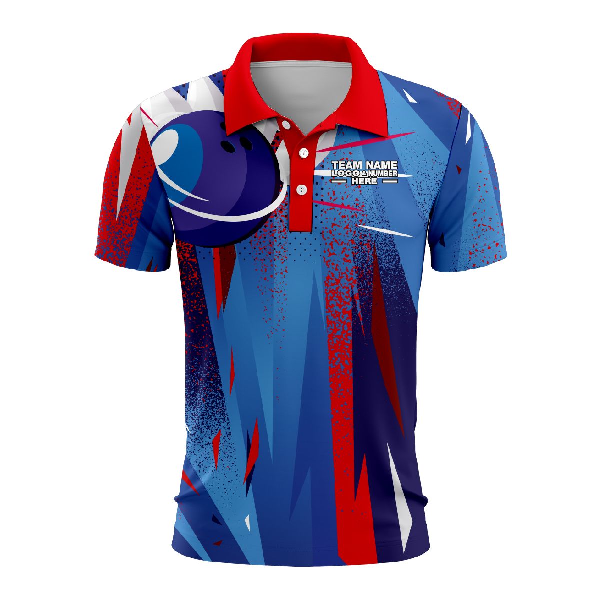 Custom Fully Sublimated Deluxe Bowling  Pattern Performance Polo Shirt 08747