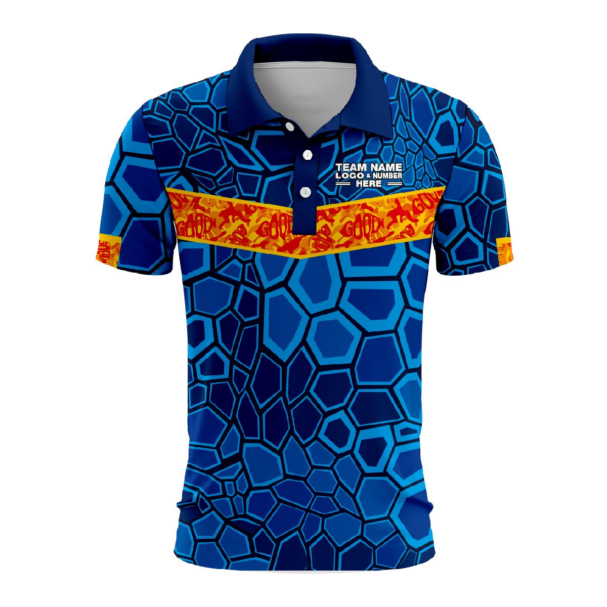 Custom Fully Sublimated Scales Fishing Pattern Blue Performance Polo Shirt  08782