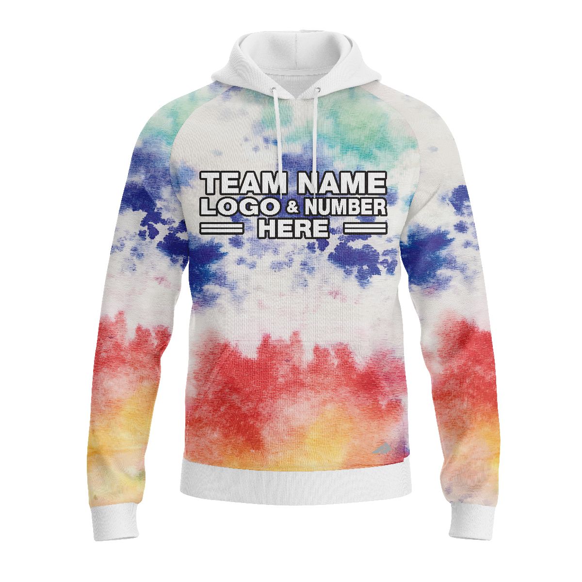Custom Fully Sublimated Solar Flare Tie Dye Pattern Multicolor Performance Sports Pullover Hoodie 08791