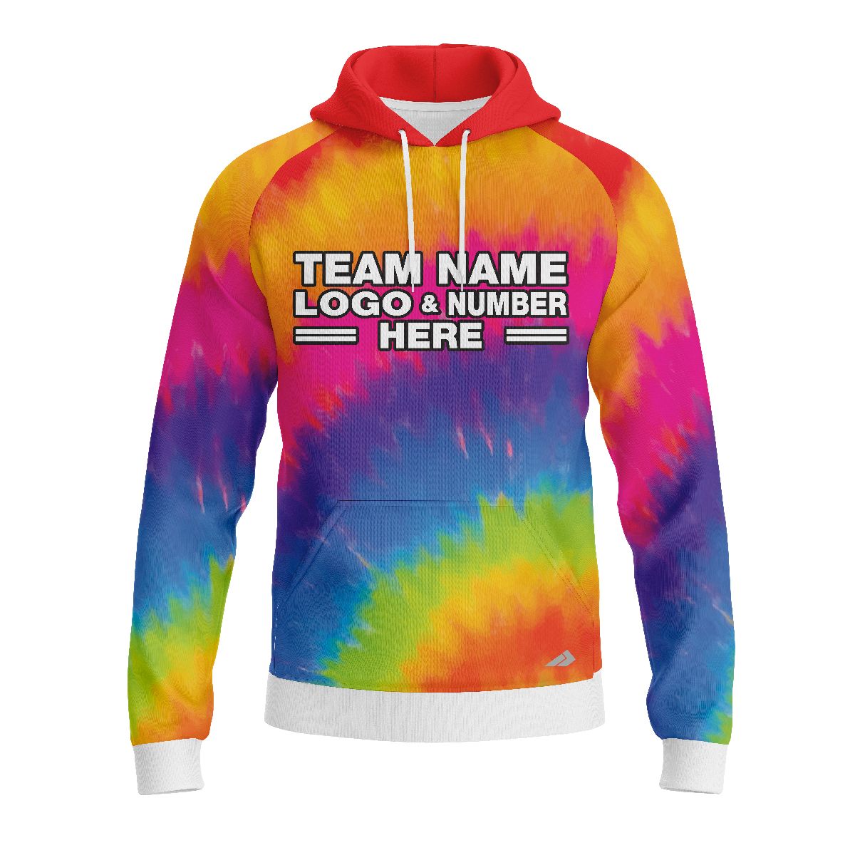 Custom Fully Sublimated Tropical Tornadoes Tie Dye Pattern Multicolor Performance Sports Pullover Hoodie 08799