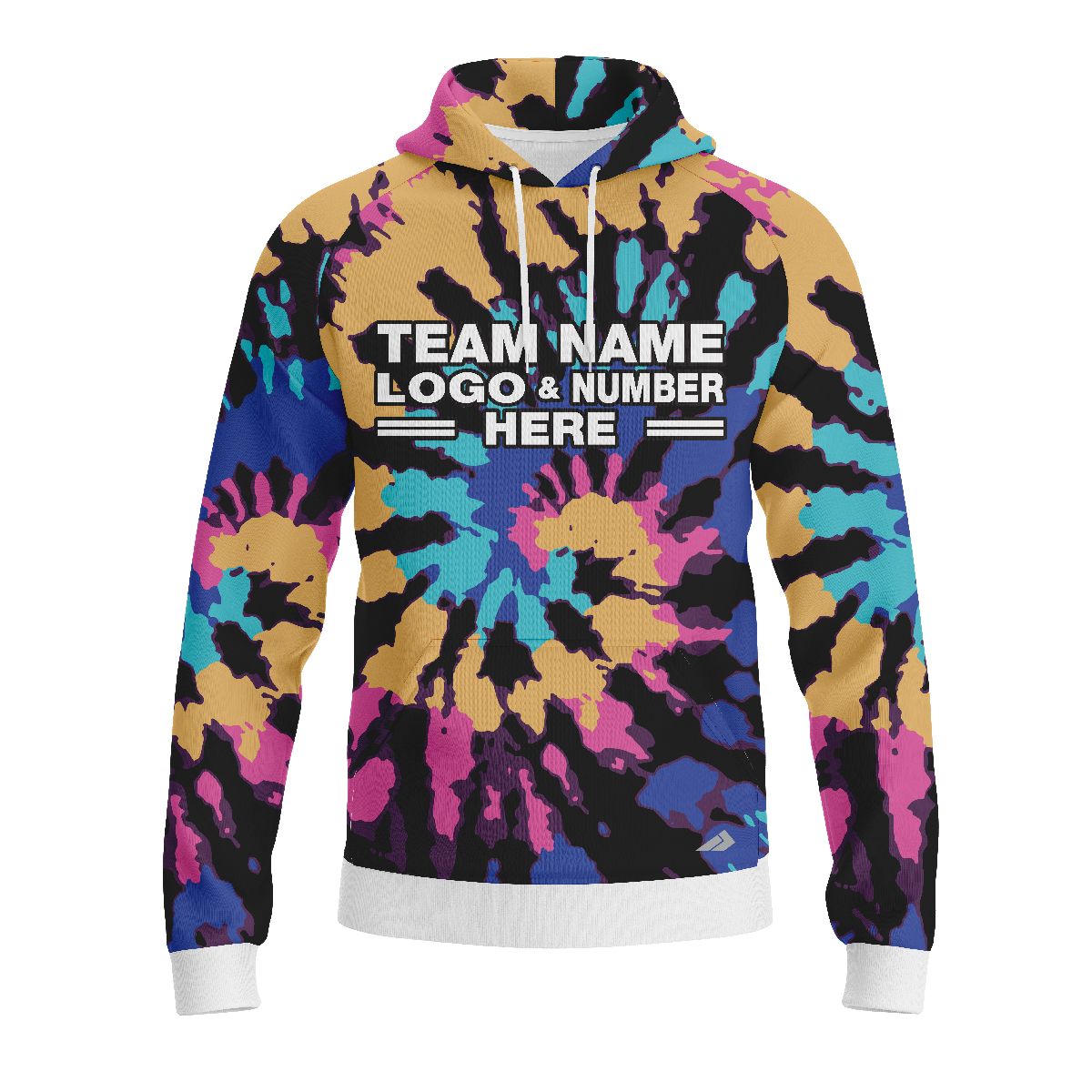 Custom Fully Sublimated Cosmic Crusaders Tie Dye Pattern Multicolor Performance Sports Pullover Hoodie 08803