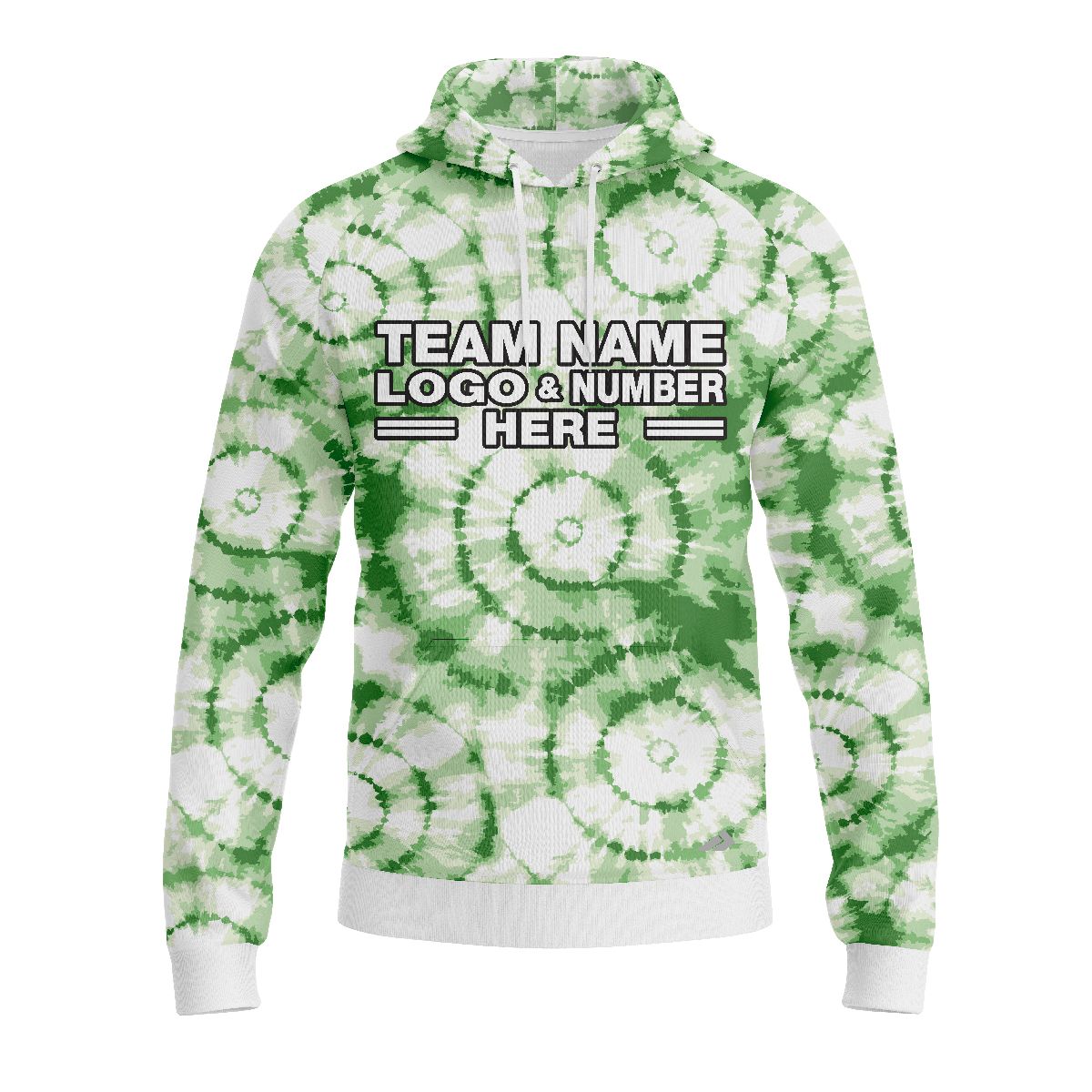 Custom Fully Sublimated Verdant Victory Tie Dye Pattern Green White Performance Sports Pullover Hoodie 08793
